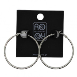 Ro Accessories Σκουλαρίκι Κρίκος Aσημί 40 mm 